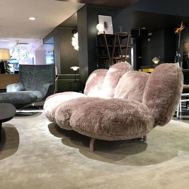 Pink/White/Black Fuzzy Cloud Sofa