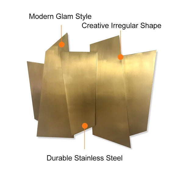 Luxury Irregular Stainless Steel Wall Decor Geometric Art in Gold