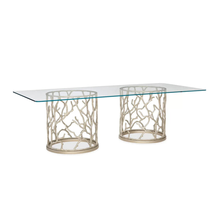 Rectangular Glass Dining Table With Coral Reef Bases