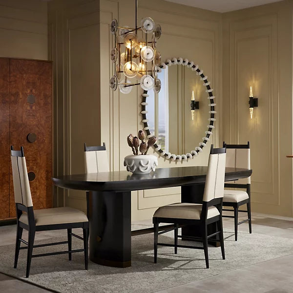 Post-modern Black Dining Table With Extension Leaf