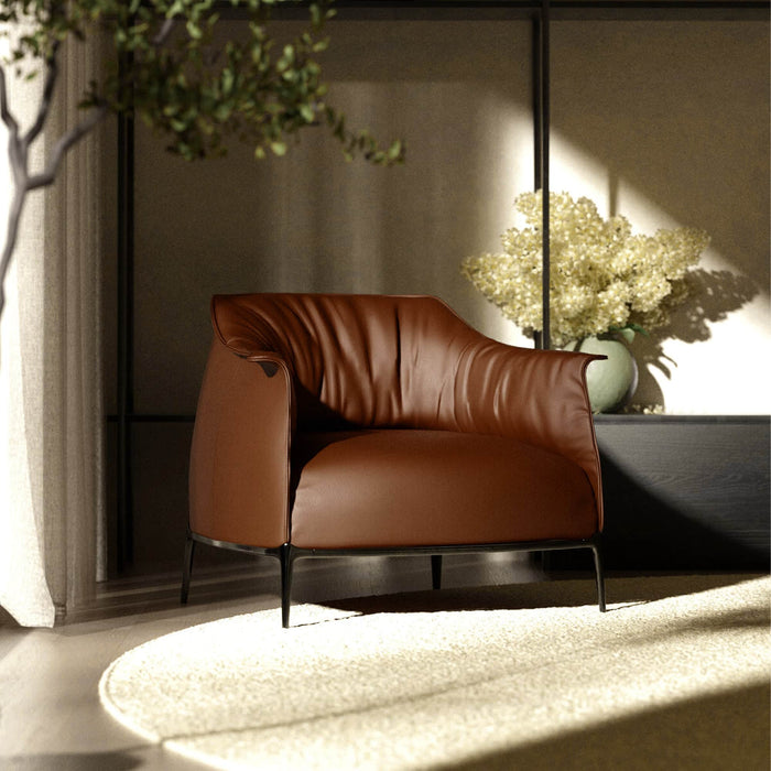 Italian Minimalist Leather Armchair