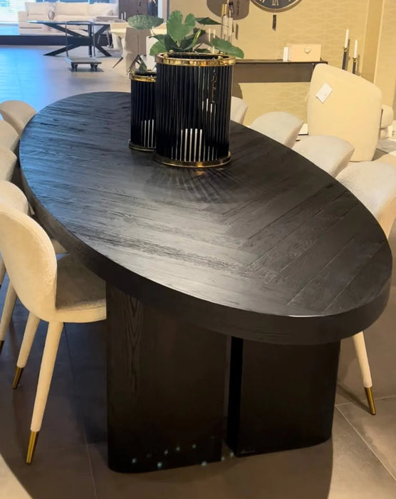 Dark Coffee Oval Dining Table