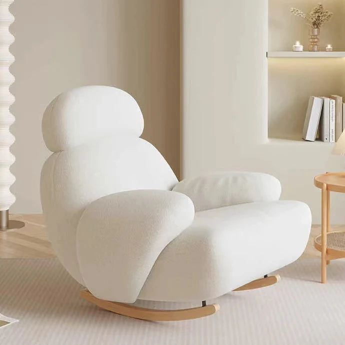 Nordic White/Gray/Pink Boucle Sherpa Rocking Lounge Chair