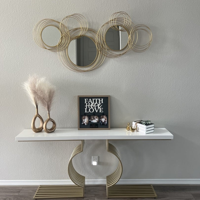 Light Luxury Creative 6 Rings Round Gold Metal Wall Mirror