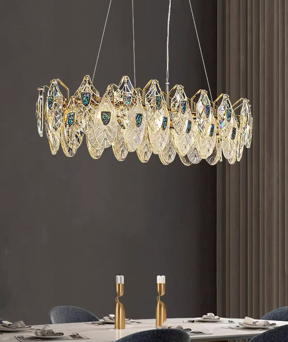 Modern Feather Crystal Pendant Abalone Shell Chandelier Suit for Living/Dining Room/Bedroom