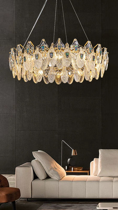 Modern Feather Crystal Pendant Abalone Shell Chandelier Suit for Living/Dining Room/Bedroom