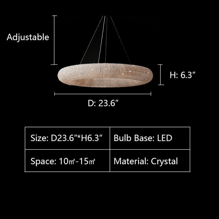 D23.6"*H6.3" chandelier,chandeliers,crystal,round,ring,circle,hollow,oversize,huge,big,large,extra large,big table