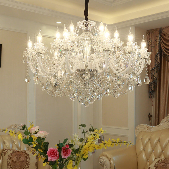 Rustic Antique European Candle Crystal Chandelier Popular Farmhouse Ceiling Light Fixture For Living Room