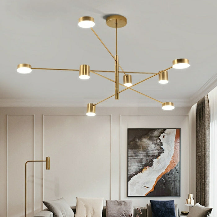 Staggered Brass Led 6/10-Lights Chandelier For Dining Room Or Bedroom