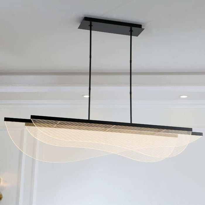 Modern Artistic Soft Glow Layered Linear Acrylic Chandelier  for Kitchen Island/Dining Room/Cafe
