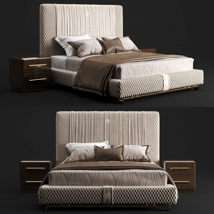 Italian Modern Luxury Quilted Vertical Channel Upholstered Bed