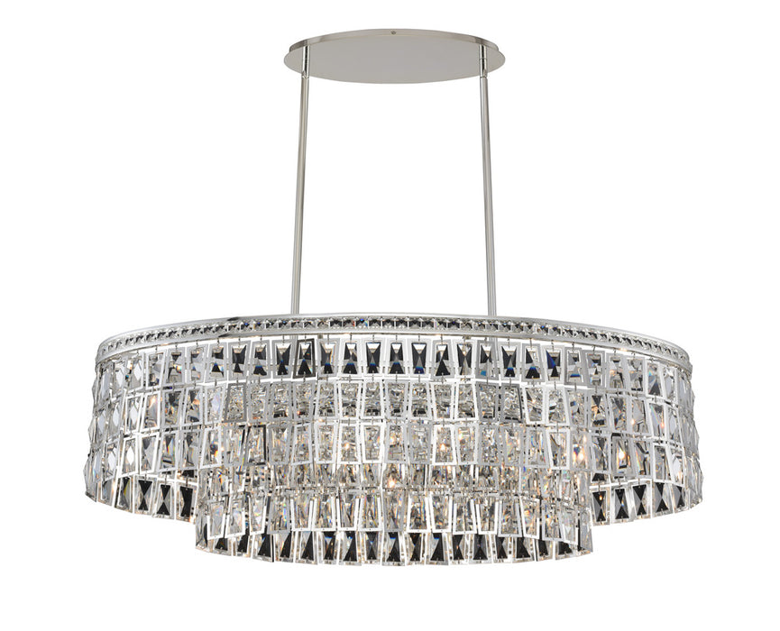 Luxury Round/Oval Multi-Tier Crystal Chandelier in Silver Finish