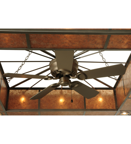 Rustic Square Frame Mica Chandelier Fan Light