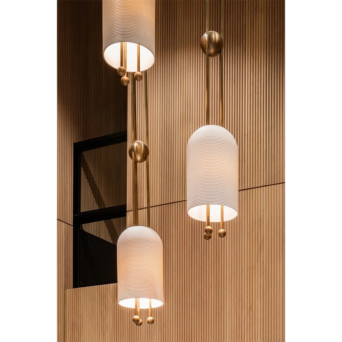 Modern Ribbed Glass Mini Sphere Single Pendant Light