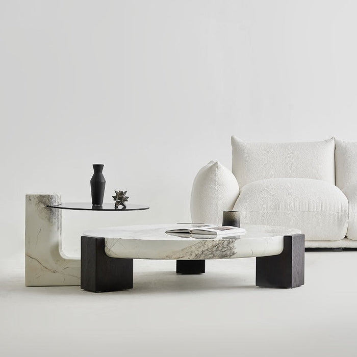 Mesa de centro minimalista de mármol redondo artificial