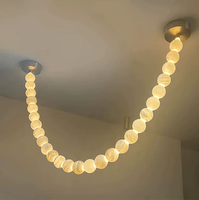 Modern Alabaster Pearl-Chain Pendant Light