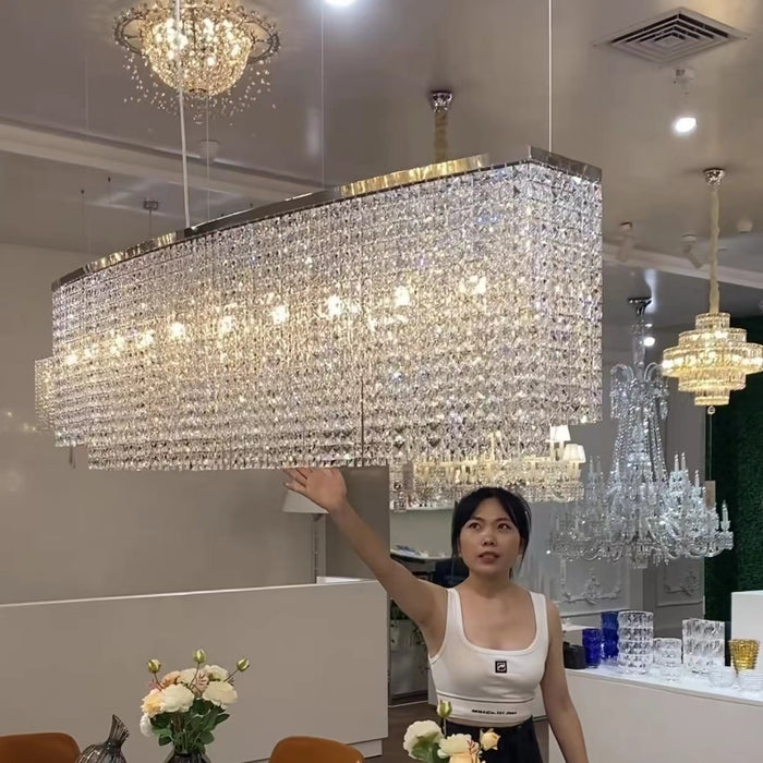 Lámpara de araña de cristal de estilo diseñador, accesorio de iluminación de techo redondo elegante para sala de estar/comedor