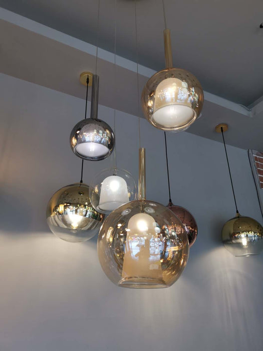 Lampadario lungo con scale luminose combinate in vetro a bolle nordiche per soggiorno/comodino/sala da pranzo/scale