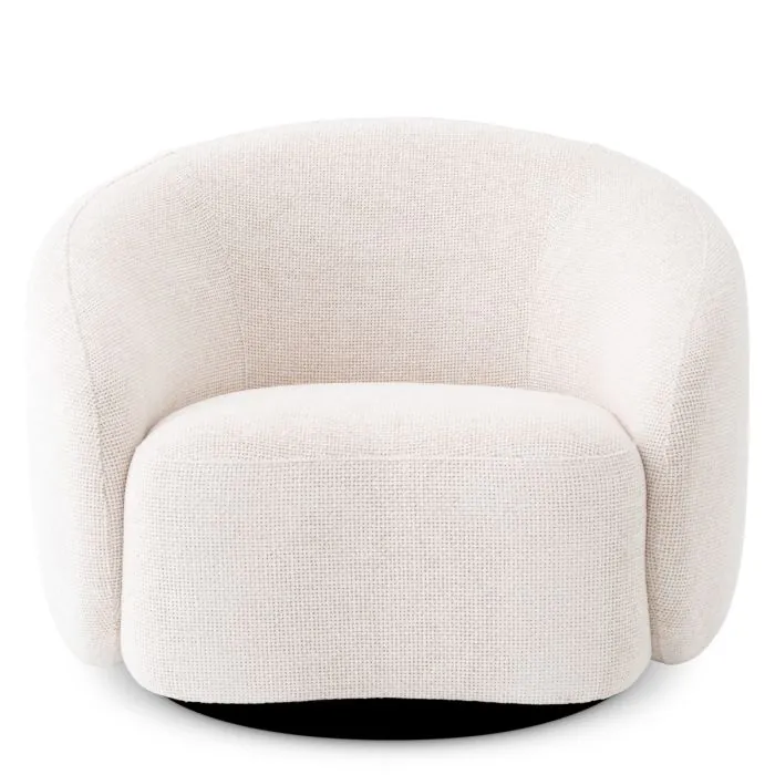 Modern Organic Curved Swivel Upholstered Armchair