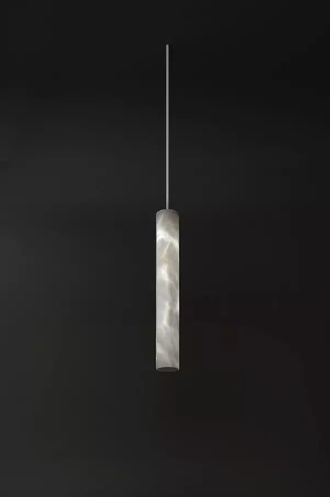 Modern Minimalist Long Tube Alabaster Pendant Light