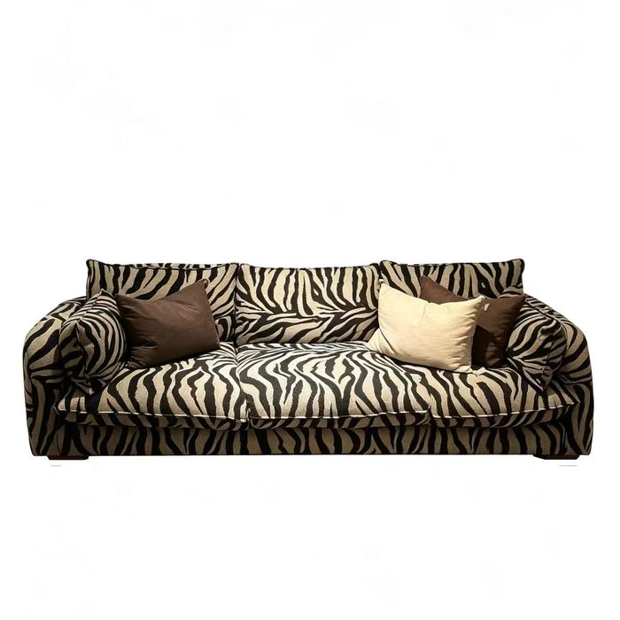Modern Zebra‑Stripe Block Upholstered Modular Statement Sofa