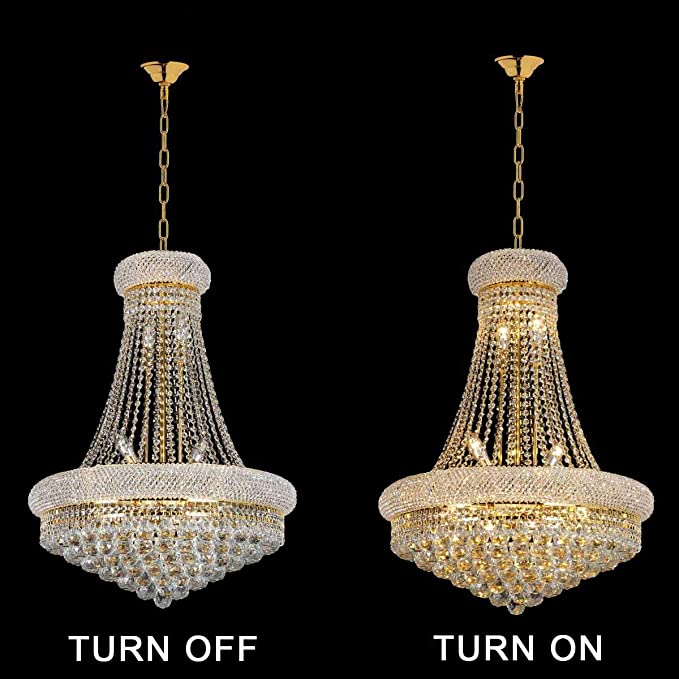 Luxury Empire Foyer Crystal Chandelier Pendant Ceiling Light Fixture In Gold/ Chrome Finish