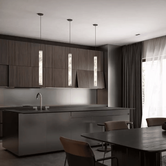 Modern Minimalist Long Tube Alabaster Pendant Light
