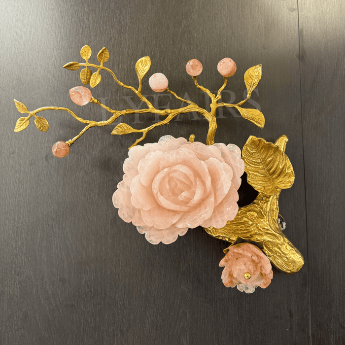 Elegant Luxury Natural Crystal Rose Wall Sconce