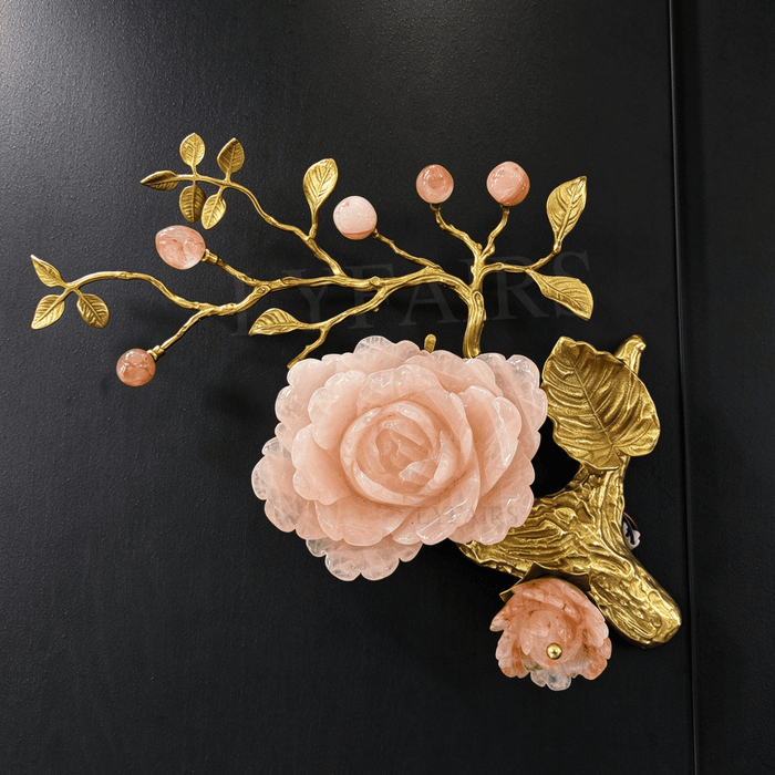 Elegant Luxury Natural Crystal Rose Wall Sconce