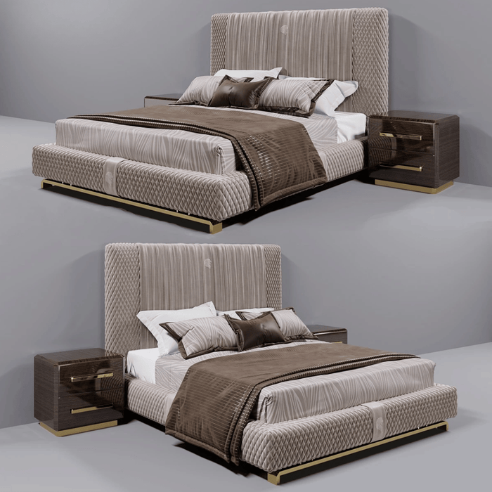 Italian Modern Luxury Quilted Vertical Channel Upholstered Bed