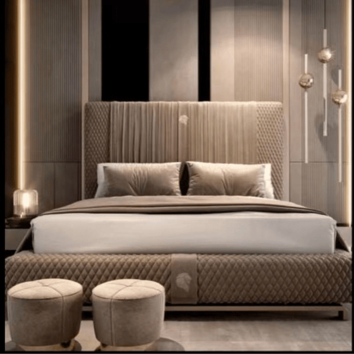 Luxury Taper Drum Tufted Upholstered Ottoman