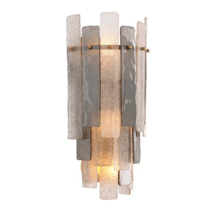 Art Deco Fragmented Textured Glass Panel Wall Sconce