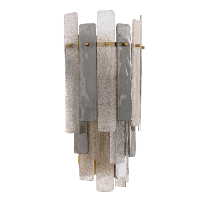 Art Deco Fragmented Textured Glass Panel Wall Sconce