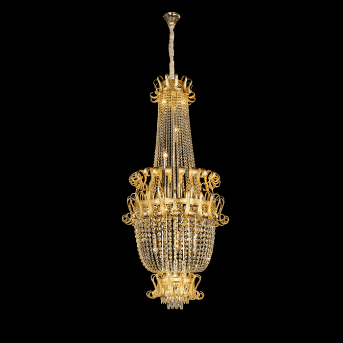 Palatial Gilded Urn Waterfall Crystal Chandelier