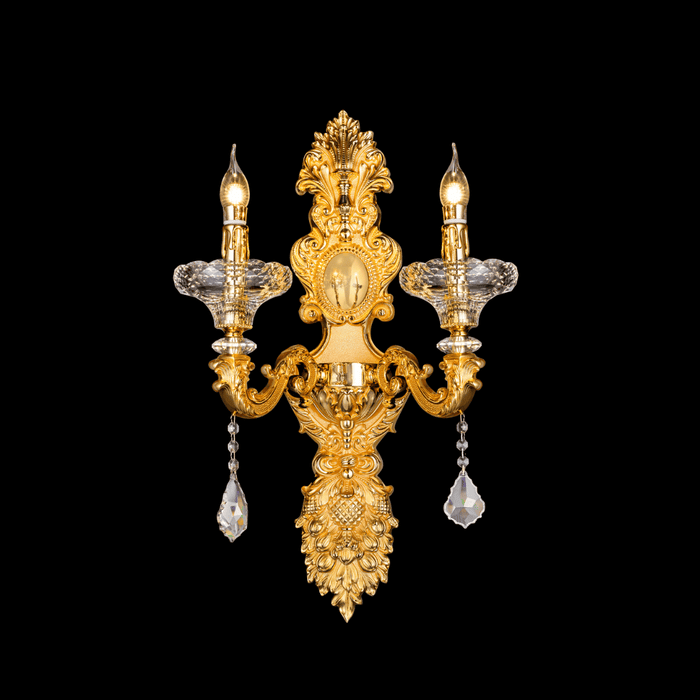 Baroque Revival Crystal Wall Lamp with Industrial 24K Gold Color