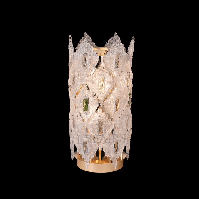 Modern Luxury Diamond Lattice Cylinder Crystal Table Lamp
