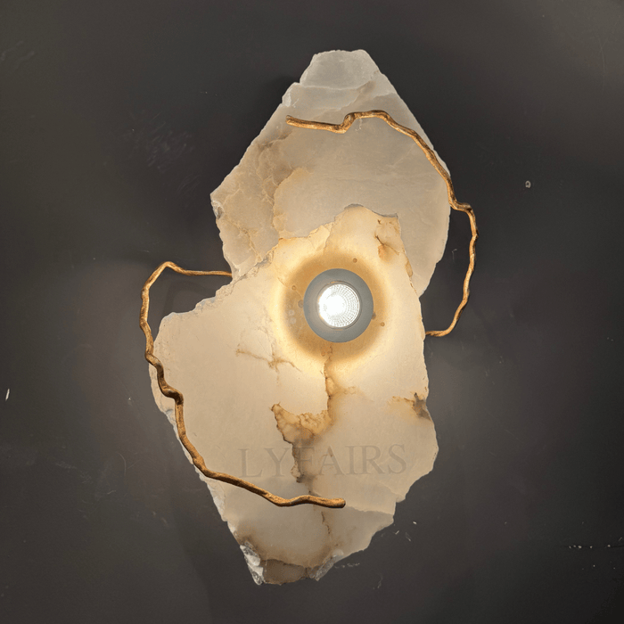 Modern Irregular Natural Alabaster Slab Art Wall Sconce