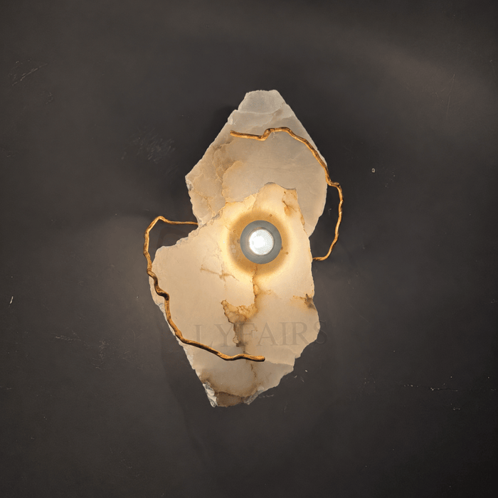 Modern Irregular Natural Alabaster Slab Art Wall Sconce