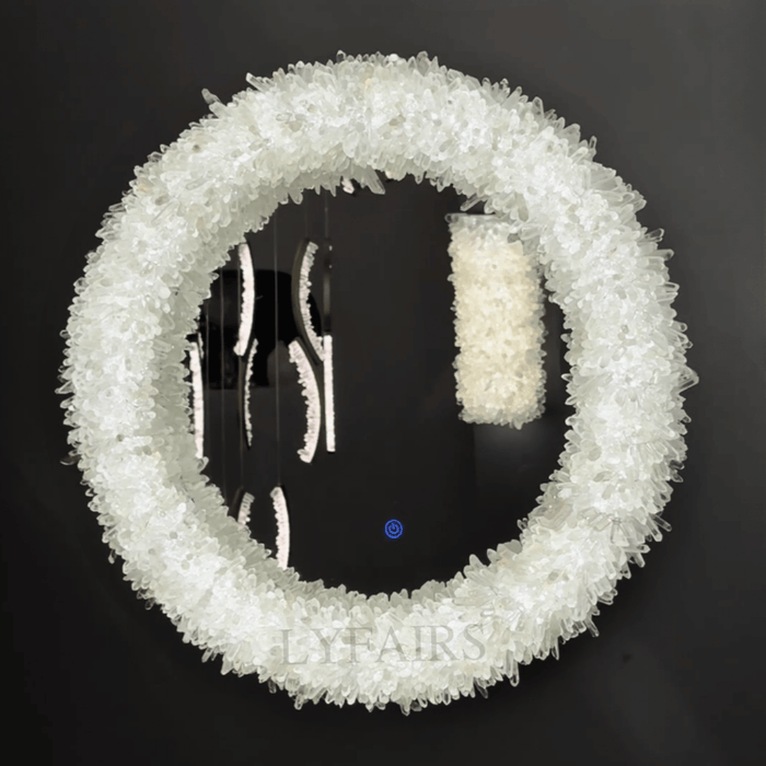 Luxury Handcrafted Cluster Ring Natural Quartz Crystal Wall Mirror