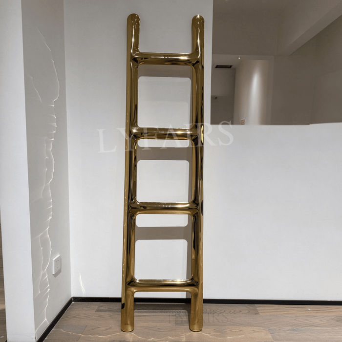 Modern Polished Gold Tubular Ladder Art Sculpture
