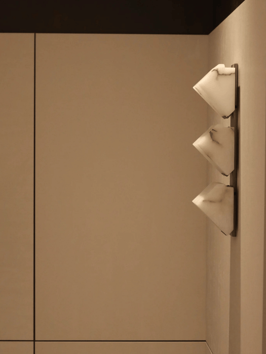 Modern Minimalist Pyramid Natural Alabaster Wall Sconce