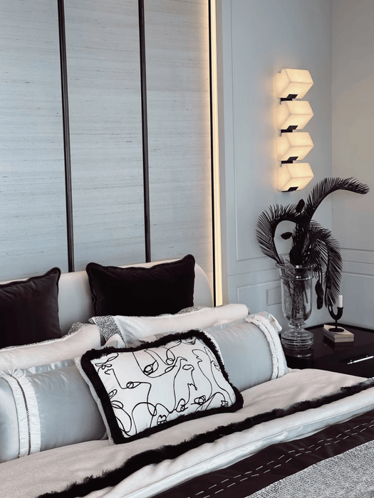 Modern Minimalist Pyramid Natural Alabaster Wall Sconce