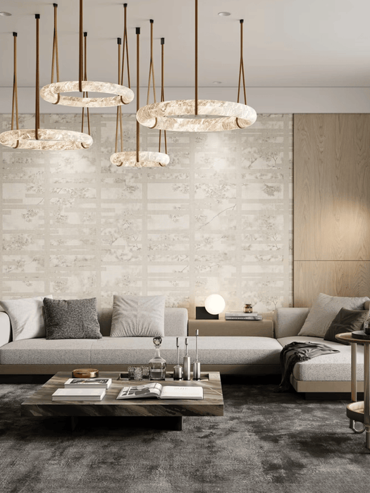 Modern Round Alabaster Chandelier for Living Room/Bedroom