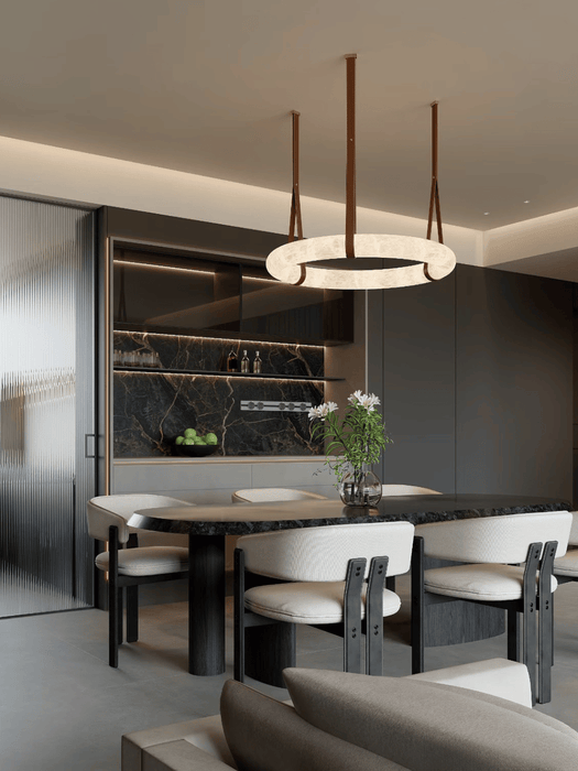 Modern Round Alabaster Chandelier for Living Room/Bedroom