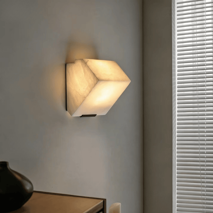 Modern Minimalist Pyramid Natural Alabaster Wall Sconce