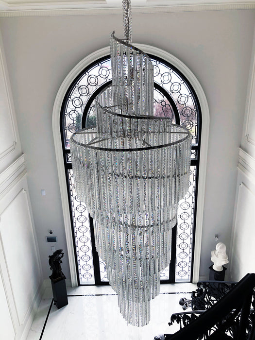 Candelabro de cristal espiral para escalera de vestíbulo, novedad de 2023