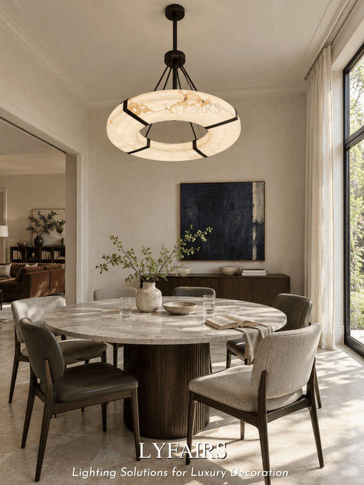 Candelabro moderno redondo de alabastro para techos bajos