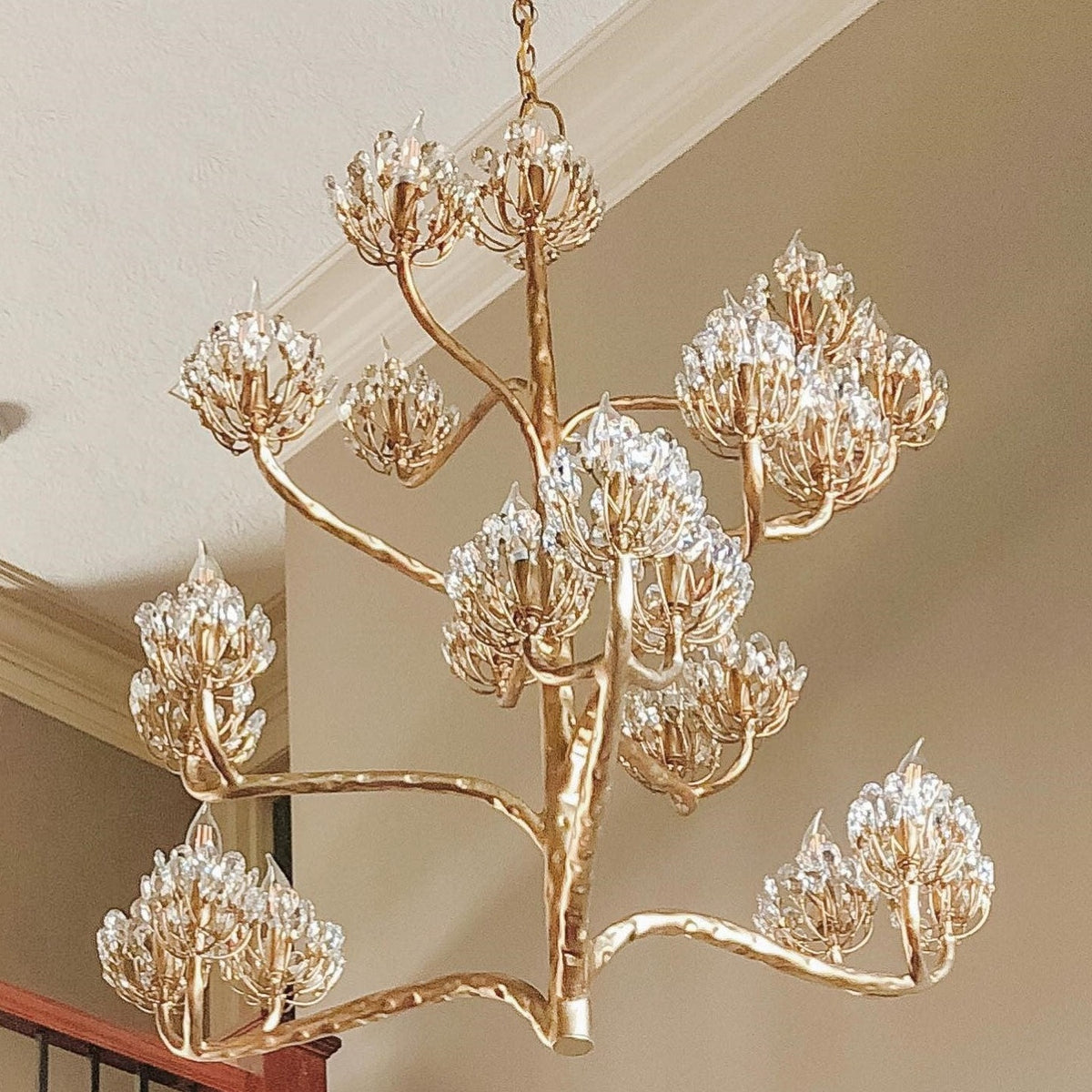 Luxury Branch Flower Gold Chandelier for Living Room/Staircase/Bedroom ...