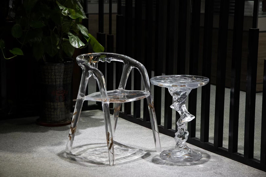 Transparent Acrylic Resin Ripple Coffee Table