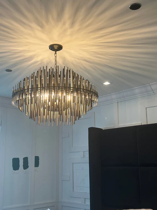 Lámpara redonda de cristal tubular de diseño de arte moderno para sala de estar/dormitorio